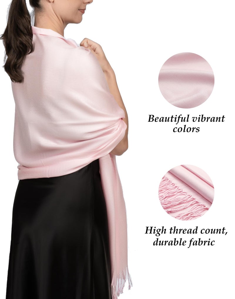 Achillea Soft Silky Pashmina Scarf for Women â€“ Shawl Wrap for Evening Dresses, Bridesmaids, Weddings & Everyday Wear (Light Pink) - Image 3